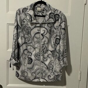 Elegant Black and White Paisley Utility Jacket